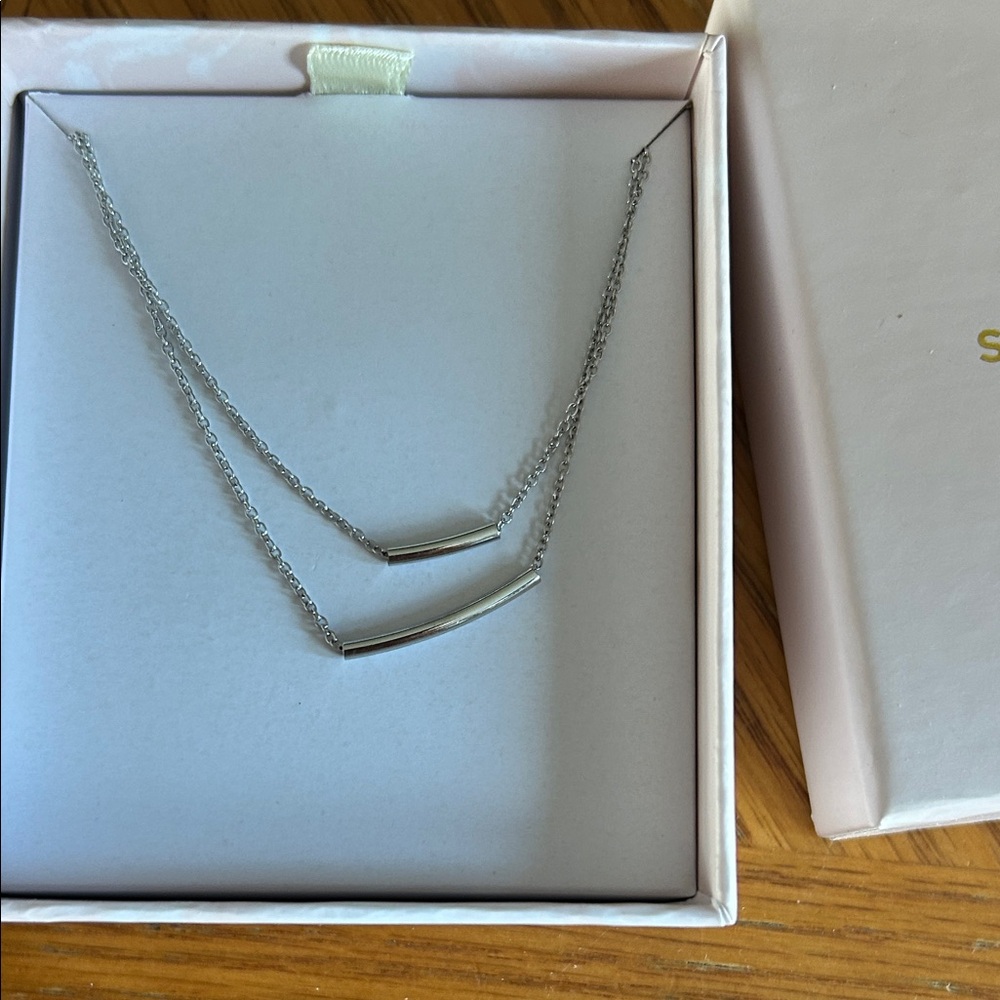 Elegant Silver Double Bar Necklace